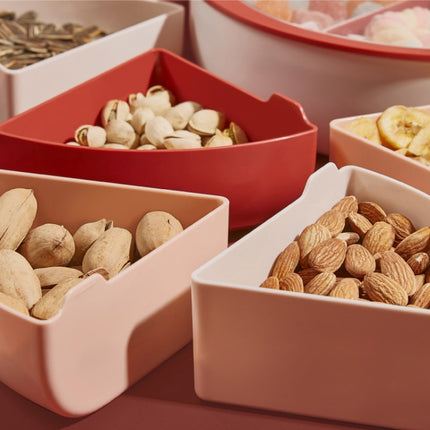 Detachable Dried Fruit Tray With Lid Living Room Candy Melon Seed Box Snack Sundries Storage Tray(Red)-garmade.com