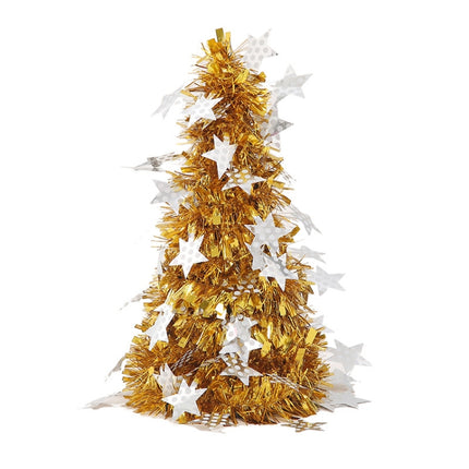Mini Desktop Christmas Tree Hotel Shopping Mall Christmas Decoration, Size: With Five-pointed Star(Gold)-garmade.com
