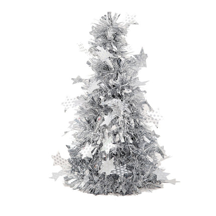 Mini Desktop Christmas Tree Hotel Shopping Mall Christmas Decoration, Size: With Five-pointed Star(Silver)-garmade.com