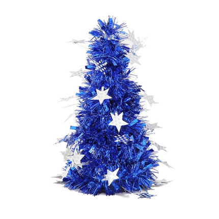 Mini Desktop Christmas Tree Hotel Shopping Mall Christmas Decoration, Size: With Five-pointed Star(Blue)-garmade.com