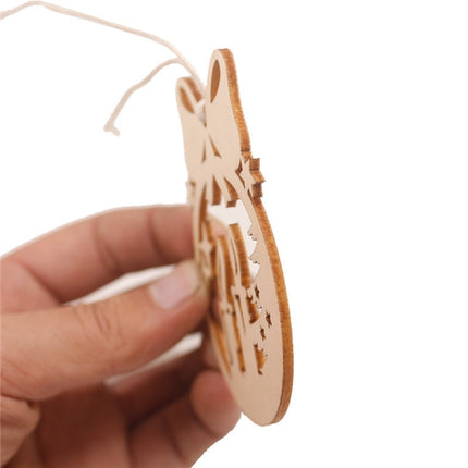 10pcs/set Wood Hollow Carved Christmas Tree Pendants Home Decoration Hotel DIY Holiday Decoration Gifts(Candle)-garmade.com