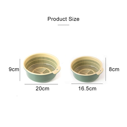 Double-Layer Hollow Fruit & Vegetable Drain Basket Household Plastic Vegetable Washing Basket, Size:Small(Green)-garmade.com