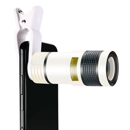 12X Telephoto Telescope Camera Zoom Mobile Phone External Lens(White)-garmade.com