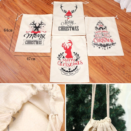 Large Printed Linen Backpack Christmas Gift Bag Candy Bag(C Type)-garmade.com