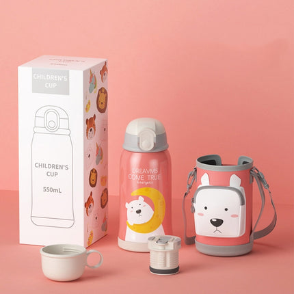 Smart Cartoon Animal Children Straw Cup Student Insulated Water Cup With Cup Cover, Style:304(Little Tiger)-garmade.com