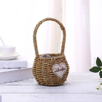 Straw Wire Mesh Woven Flower Basket Hand-woven Succulent Green Plant Pots(C)-garmade.com
