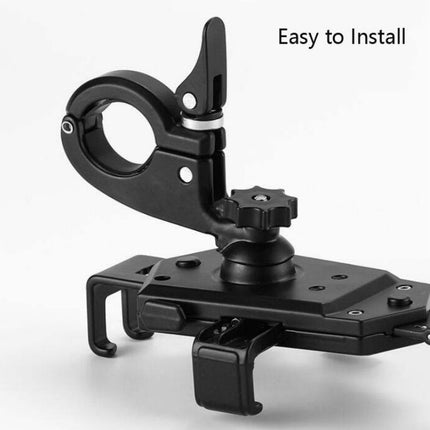 Bicycle Mobile Phone Holder Can Rotate And Adjust Fixed Aluminum Alloy Bracket Automatic Grab Bracket, Style:Handlebar Installation(Silver)-garmade.com