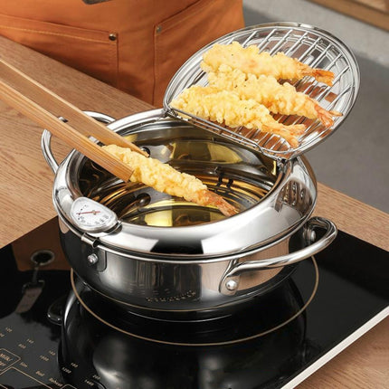201 Stainless Steel Fryer Pot Household Temperature-controlled Multifunctional Thickening Pot, Size:20cm-garmade.com