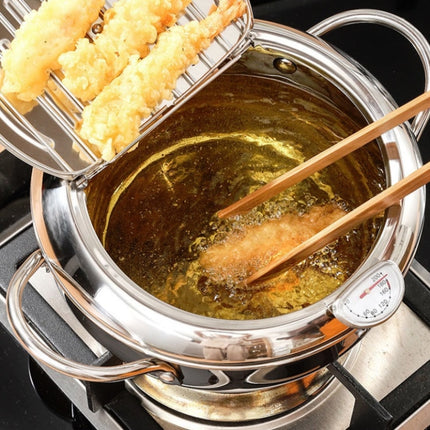 201 Stainless Steel Fryer Pot Household Temperature-controlled Multifunctional Thickening Pot, Size:20cm-garmade.com