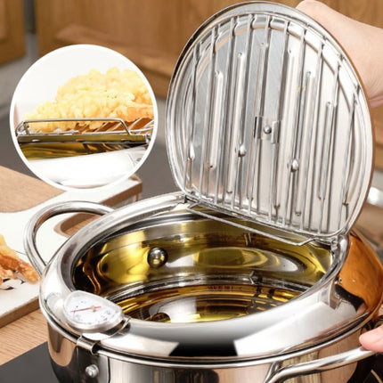 201 Stainless Steel Fryer Pot Household Temperature-controlled Multifunctional Thickening Pot, Size:24cm-garmade.com