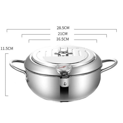 304 Stainless Steel Fryer Pot Household Temperature-controlled Multifunctional Thickening Pot, Size:20cm-garmade.com