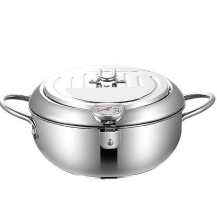 304 Stainless Steel Fryer Pot Household Temperature-controlled Multifunctional Thickening Pot, Size:24cm-garmade.com