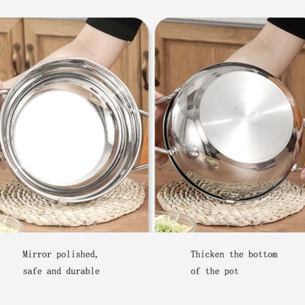 304 Stainless Steel Fryer Pot Household Temperature-controlled Multifunctional Thickening Pot, Size:24cm-garmade.com