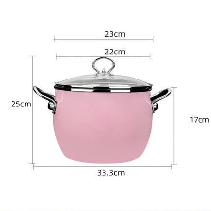 Enamel Soup Pot Uncoated Food Supplement Pot For Induction Cooker(Pink )-garmade.com
