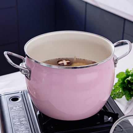 Enamel Soup Pot Uncoated Food Supplement Pot For Induction Cooker(Pink )-garmade.com