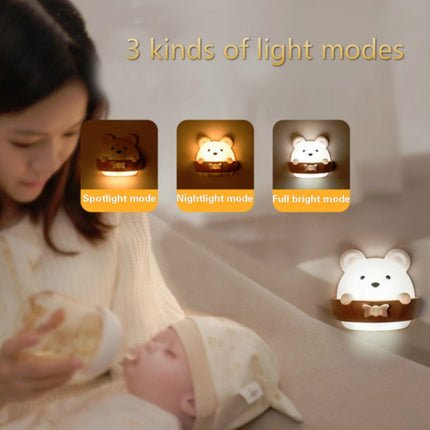 Bear Remote Control Night Light Bedside Eye Protection Wall Lamp with 3 Light Modes, Style:CN Plug-garmade.com