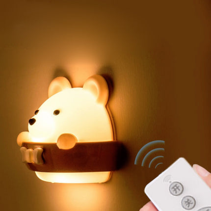 Bear Remote Control Night Light Bedside Eye Protection Wall Lamp with 3 Light Modes, Style:Rechargeable-garmade.com