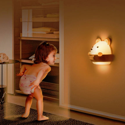 Bear Remote Control Night Light Bedside Eye Protection Wall Lamp with 3 Light Modes, Style:Rechargeable-garmade.com