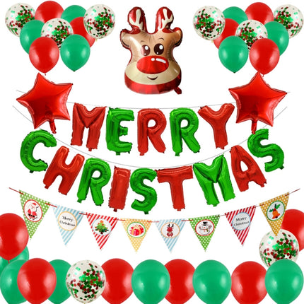 12 Inch Sequin Mall Decoration Balloon Christmas Set(Red And Green Letters)-garmade.com