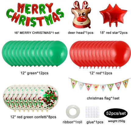 12 Inch Sequin Mall Decoration Balloon Christmas Set(Red And Green Letters)-garmade.com