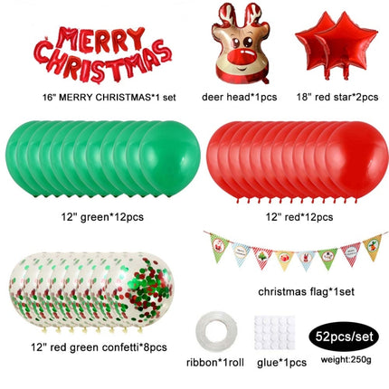 12 Inch Sequin Mall Decoration Balloon Christmas Set(Red Letters)-garmade.com
