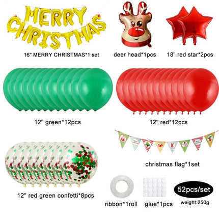 12 Inch Sequin Mall Decoration Balloon Christmas Set(Golden Letter)-garmade.com