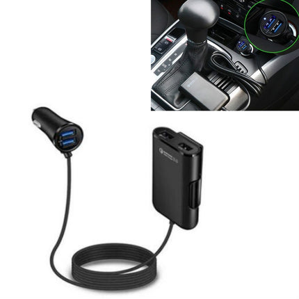 One For Four 8A Car Charger QC3.0 Fast Charge 4USB Car Front And Rear Seat Car Charger-garmade.com