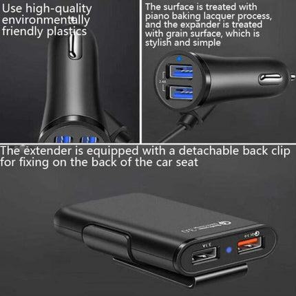 One For Four 8A Car Charger QC3.0 Fast Charge 4USB Car Front And Rear Seat Car Charger-garmade.com