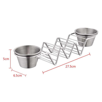 Taco Rack Stainless Steel 304 Taco Rack Taco Pancake Stand, Specification: Single Cup At Both Ends-garmade.com