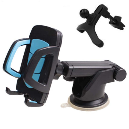 Car Phone Holder Car Air Outlet Mobile Phone Holder Suction Cup Navigation Instrument Panel General, Style:3 in 1(Blue)-garmade.com