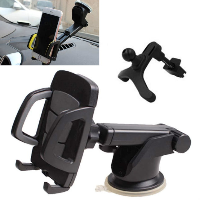 Car Phone Holder Car Air Outlet Mobile Phone Holder Suction Cup Navigation Instrument Panel General, Style:3 in 1(Gray)-garmade.com
