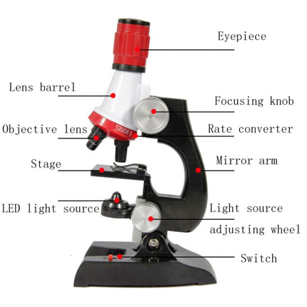 Children Microscope Set Simulation Science Experiment 1200 Times Science & Education Supplies-garmade.com