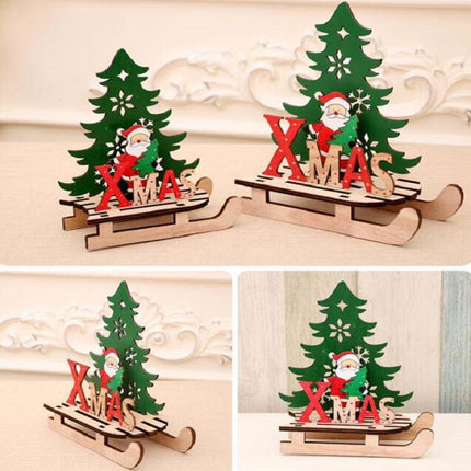 3 PCS Christmas Decorations Christmas Painted Wooden Assembly DIY Sleigh Car Decoration Jigsaw Puzzle Gift, Size:Large(Old Man)-garmade.com