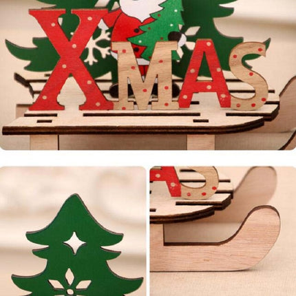 3 PCS Christmas Decorations Christmas Painted Wooden Assembly DIY Sleigh Car Decoration Jigsaw Puzzle Gift, Size:Large(Old Man)-garmade.com