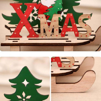 3 PCS Christmas Decorations Christmas Painted Wooden Assembly DIY Sleigh Car Decoration Jigsaw Puzzle Gift, Size:Large(Snowman)-garmade.com