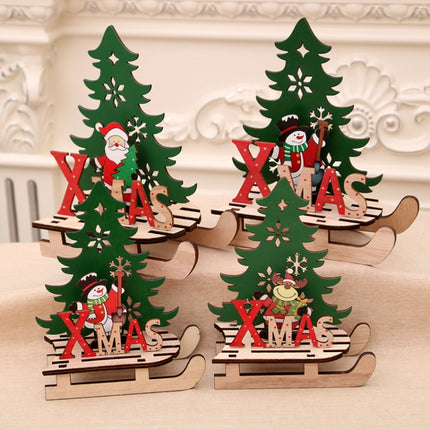 3 PCS Christmas Decorations Christmas Painted Wooden Assembly DIY Sleigh Car Decoration Jigsaw Puzzle Gift, Size:Large(Snowman)-garmade.com