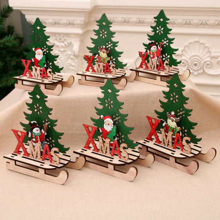 3 PCS Christmas Decorations Christmas Painted Wooden Assembly DIY Sleigh Car Decoration Jigsaw Puzzle Gift, Size:Large(Elk)-garmade.com