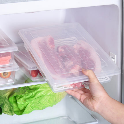 6 PCS Kitchen Refrigerator Drainable Fresh-Keeping Box Food Plastic Sealed Freezer Storage Box Fish Fresh Box, Size:Large-garmade.com