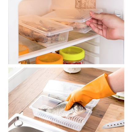 6 PCS Kitchen Refrigerator Drainable Fresh-Keeping Box Food Plastic Sealed Freezer Storage Box Fish Fresh Box, Size:Small-garmade.com
