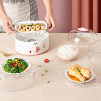 LINGRUI Timer Mini Multi-Function Egg Cooker Automatic Power Off Home Breakfast Machine, CN Plug, Specification:Double Layers(Grey)-garmade.com
