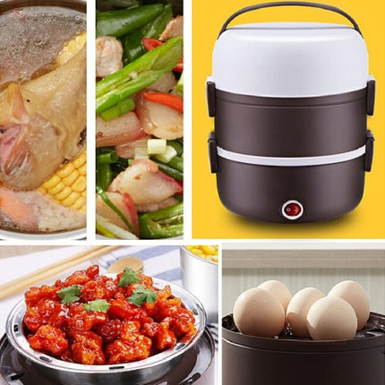 LINGRUI Multi-Function Electric Lunch Box Electric Heating Insulation Cooking Mini Rice Cooker, CN Plug, Specification:Double Layer(Purple)-garmade.com