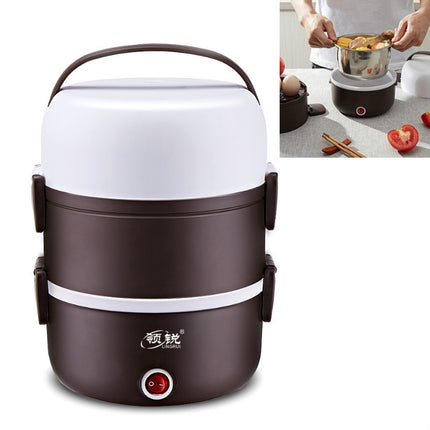 LINGRUI Multi-Function Electric Lunch Box Electric Heating Insulation Cooking Mini Rice Cooker, CN Plug, Specification:Three Layer(Purple)-garmade.com