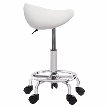 Saddle Chair Ergonomic Computer Chair Beauty Barber Mobile Chair(White)-garmade.com