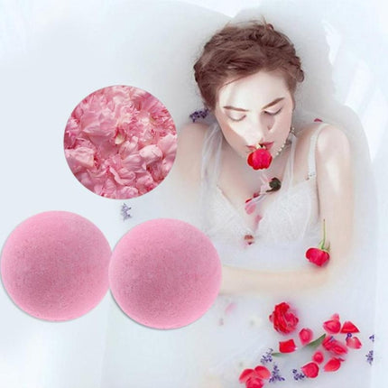 3 PCS 10g Natural Bubble Shower Bombs Ball Bath Salt Body Essential Oil Bath Ball(Pink)-garmade.com