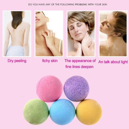 3 PCS 10g Natural Bubble Shower Bombs Ball Bath Salt Body Essential Oil Bath Ball(Pink)-garmade.com