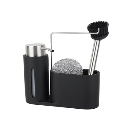 Soap Dispenser Kitchen Sink Steel Wire Ball Pot Brush Rag Storage Rack Set-garmade.com