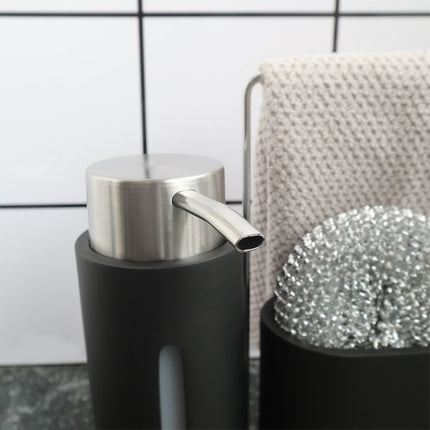 Soap Dispenser Kitchen Sink Steel Wire Ball Pot Brush Rag Storage Rack Set-garmade.com