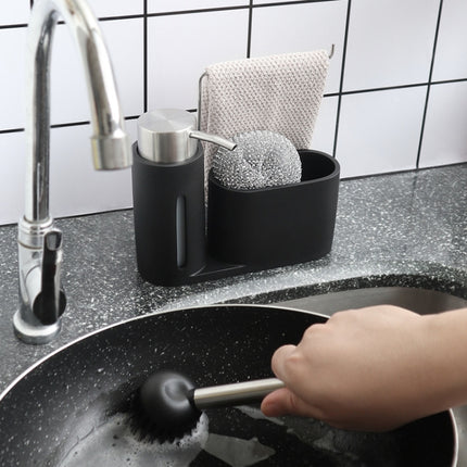 Soap Dispenser Kitchen Sink Steel Wire Ball Pot Brush Rag Storage Rack Set-garmade.com