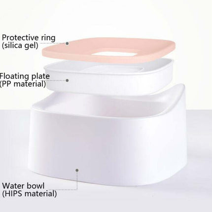 Pet Floating Drinking Bowl Without Wet Mouth Bowl Splash-Proof Drinking Bowl Pet Drinker(Cherry Blossom Powder)-garmade.com