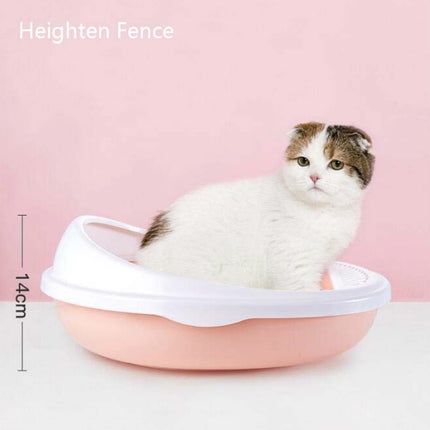 Pet Supplies Semi-Enclosed Detachable Splash-Proof Litter Box Cat Toilet with Cat Litter Scoop(Pink)-garmade.com